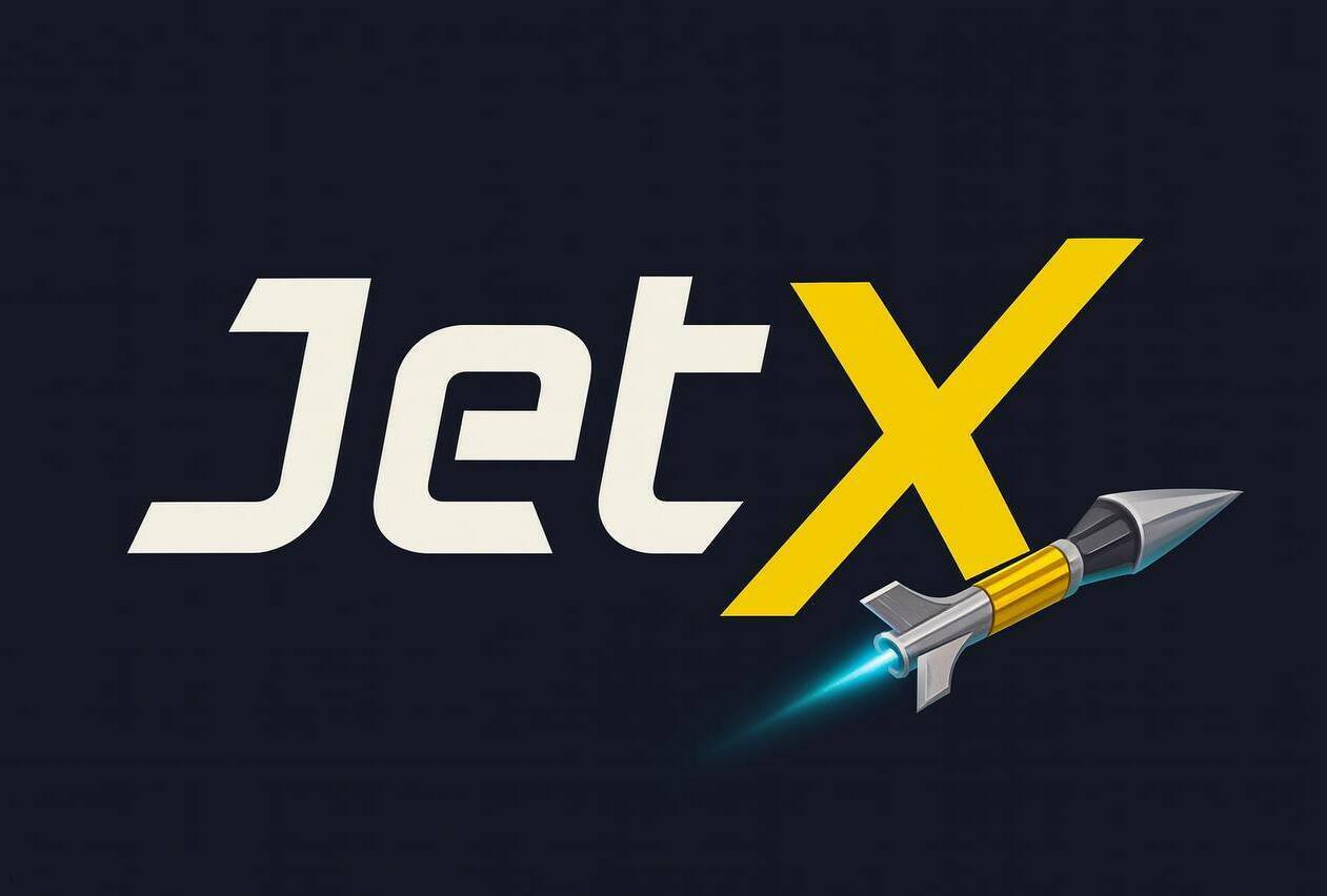 JetX стратегия - логотип игры с ракетой и тёмным фоном 